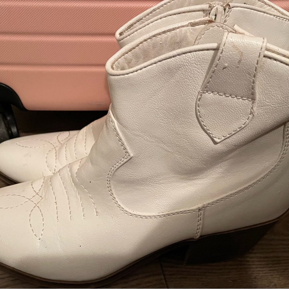 White Leather Ankle Boots